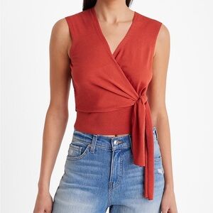 Express Surplus Tie Waist Cap Sleeve Sweater Tank Top - Cinnibar - Medium